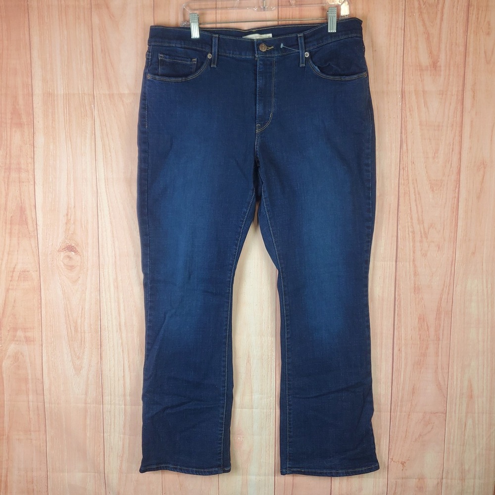 Levis Classic Bootcut Jeans Women 16 Blue Denim Cotton Logo 5-Pocket Zip Fly